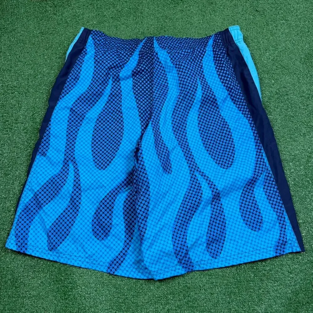 Nike Board Shorts Mens 30 Blue Flame Pattern Y2K 2000s Swim Trunks Athletic
